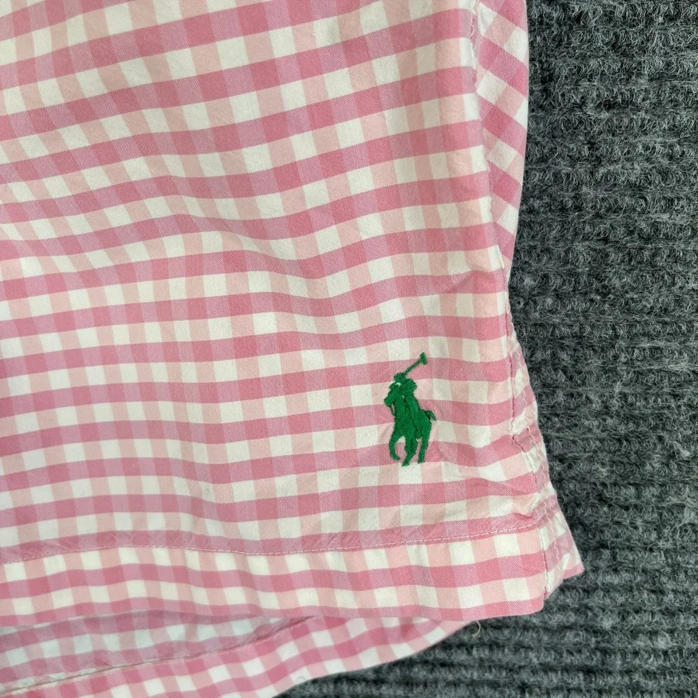 Polo Ralph Lauren Swim Trunks Mens M Pink Gingham Check Pony Logo Beach Pool